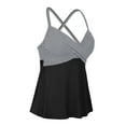 thumbnail image 4 of Firpearl Womens Underwire Tankini Tops Only V Neck Swimsuit Relaxed Fit Swimwear A Lined Flowy Swim Top Black&White Stripe US8, 4 of 6