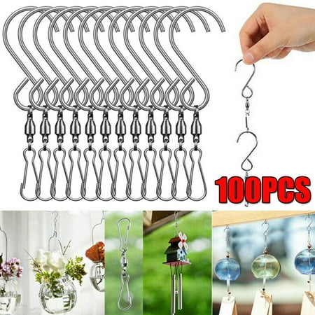 

Elbourn Swivel Hooks Clips for Hanging Wind Chimes Bird Feeder 360 Degree Rotating Stainless Steel Hooks Silver 10/30/60/100PCS