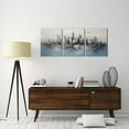 thumbnail image 5 of Abstract Cityscape Blue Modern City Building Reflection Oil Paintings Wall Art Canvas for Living Room Family Love Art Poster Home Decor Picture Wall Decor for Dining Room Framed 12"x16" 3PCS, 5 of 7