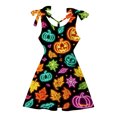 thumbnail image 4 of WhouRiu Girls Halloween Graphic Dresses Sleeveless Crew Neck A Line Dress Kids Comfortable Cute Party Sundress,6-7 Years, 4 of 5