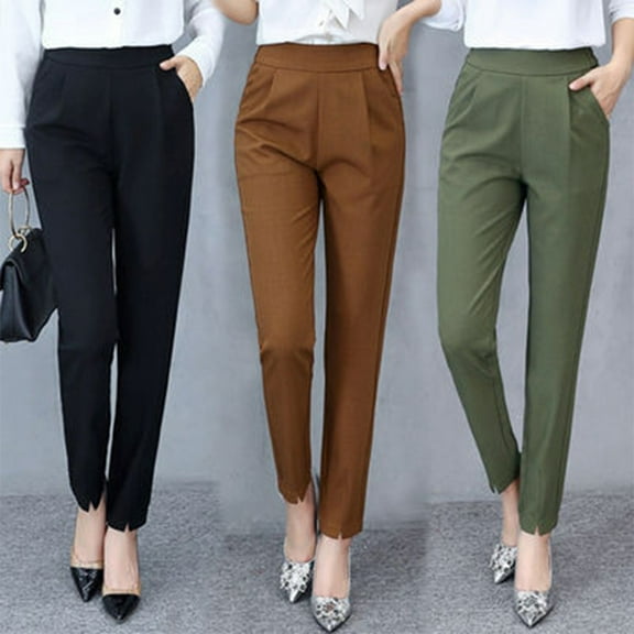 Women's Comfortable Loose Fit Elastic Waist Trousers in Plus Sizes Versatile Long Pants for Everyday Casual Wear