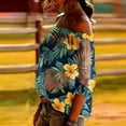 thumbnail image 6 of JTZGDY Mesh See Through Off the Shoulder Tops for Women Fashion Summer Tropical Palm Tree Printed Puff Short Sleeve Sheer Tunic Blouse Trendy Holiday Beach Vacation Outfit Tees Shirt, 6 of 10