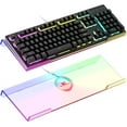 thumbnail image 1 of GFDYREE Clear 366 Kinds RGB Acrylic Tilted Full Size Computer Keyboard Holder,PC Keyboard Stand Tray Holder for Easy Ergonomic Typing and Working at Home and Office Upgraded Version, 1 of 7