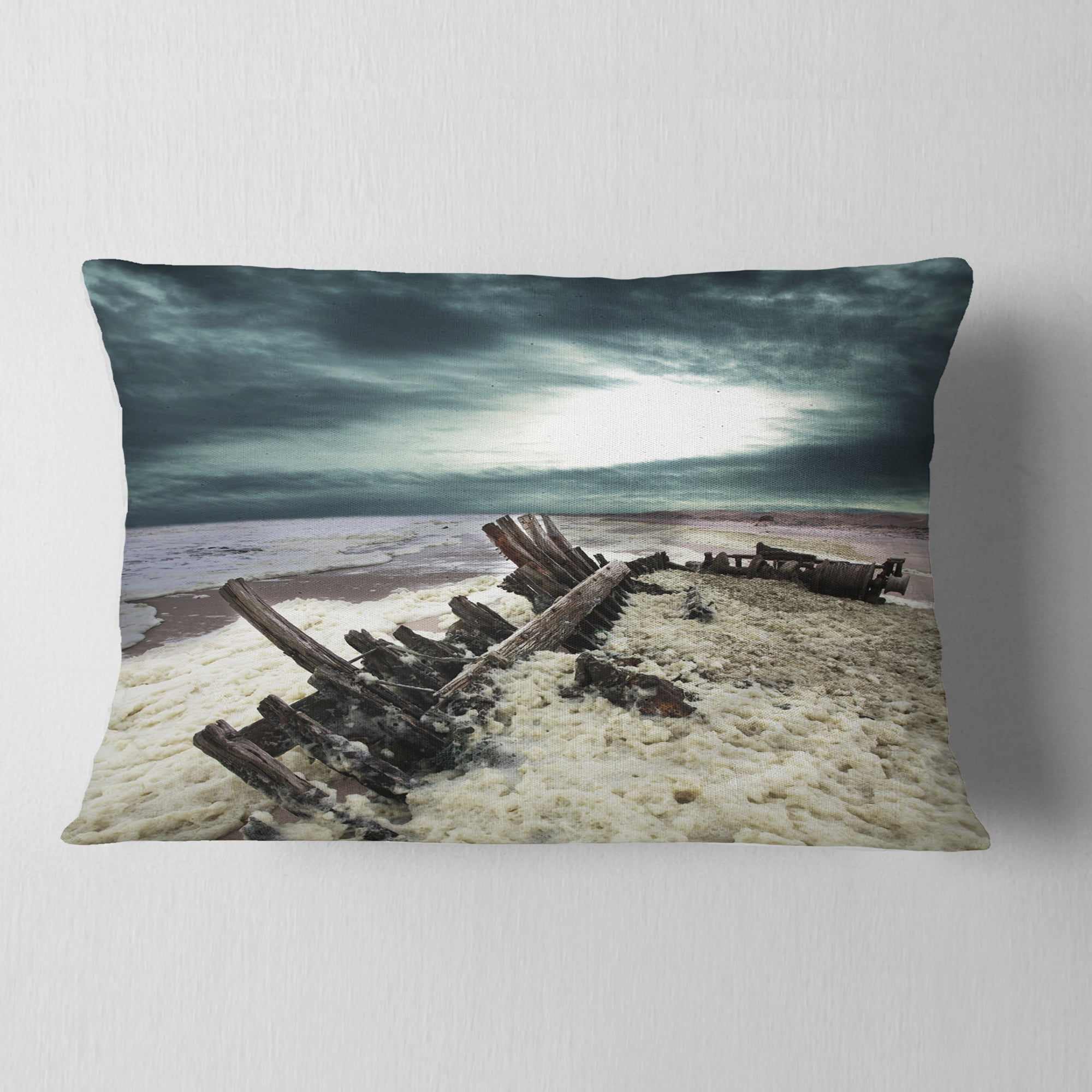 Designart 12" x 20" White Polyester Throw Pillow