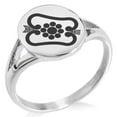 thumbnail image 1 of Stainless Steel Obata Samurai Crest Minimalist Oval Top Polished Statement Signet Ring, 1 of 1