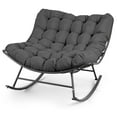thumbnail image 7 of Outdoor/Indoor Patio Rocking Chair, Egg-shaped Outdoor Lounge Chair, Indoor Papasan Chair with Cushion and Metal frame for Living Room, Porch, Garden, Grey, 7 of 7
