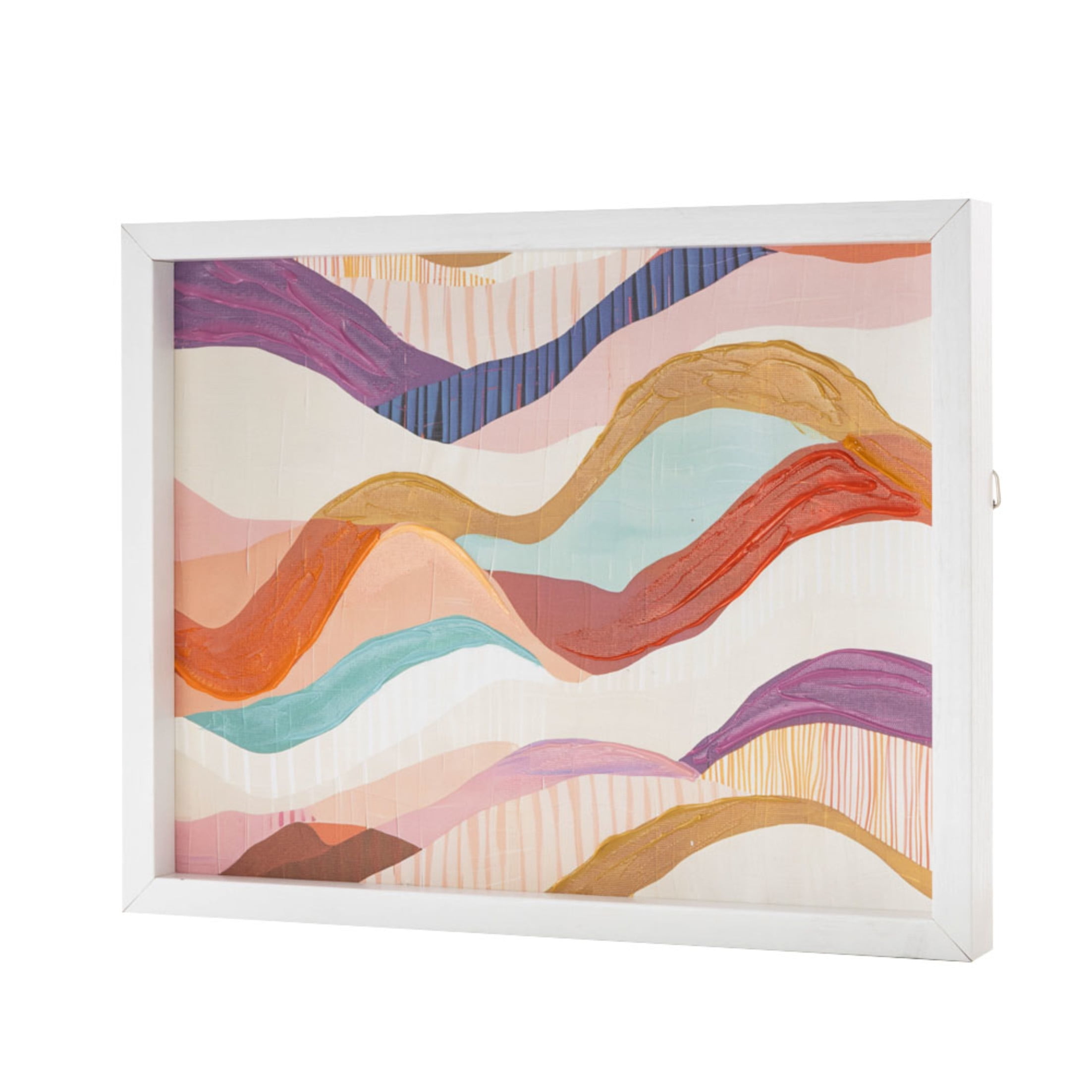 11" x 14" Wavy Abstract Framed Wall Art with White Frame, by DecMode