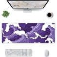 thumbnail image 3 of Japanese Purple Wave Large Mouse Pad XL Extended Gaming Mouse Pad Mat Desk Pad with Stitched Edge,Full Desk Mousepad for Office,Computer,Keyboard 31.5 X 11.8 Inch (Japanese Purple White Wave), 3 of 7