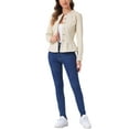 thumbnail image 2 of CHAQUETA DE JEANS PARA MUJER INSPIRADA CHIC, CON BOTONES, HEM PEPLUM, MANGAS LARGAS, CORTA, COLOR BLANCO OSTRA, TAMAÑO XS, 2 of 5