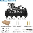 thumbnail image 3 of Self-Adhesive Wolf Forest Mountains Coat Rack Wall Mounted 11.8×7.9inch Wood Forest Animal Key Holder for Wall Black Hooks Wall Art Decor 5 Alloy Hooks for Entryway Living Room Camper Gift, 3 of 9