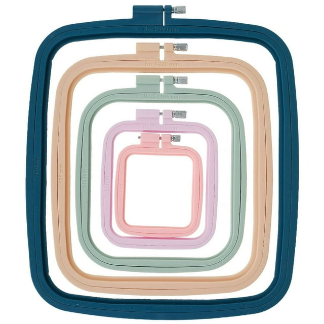 4/5Pcs Square Embroidery Hoops Plastic Cross Stitch Hoops with Different Sizes and Colors Reusable Embroidery Hoops Frames Sewing Tool for Sewing Needlework Embroidery Projects