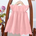 thumbnail image 7 of Xdegoge Cute Infant Summer Casual Dress for Baby Girls Knee Length A Line Ruffle Sleeveless Crewneck Bowknot Sundress Solid Eyelet Scalloped Hem Flowy Vacation Beach Play Wear for Toddler, 7 of 7