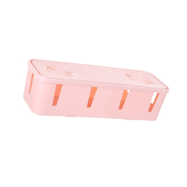 simhoa Cable Power Plug Storage Box Cable Management Box for Bedroom Apartment Desk Pink