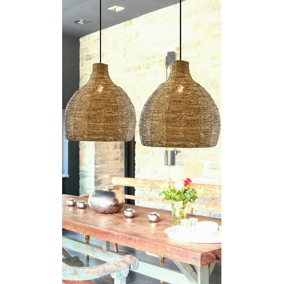 Jarri Lights Handwoven Seagrass Pendant Lamp - Eco-Friendly & Warm Lighting