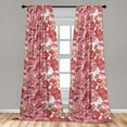 thumbnail image 2 of Floral Window Curtains, Realistic Style Rose Flowers Repetitive Illustration on Plain Back, Lightweight Decor 2-Panel Set with Rod Pocket, Pair of - 28"x95", Dark Coral and Hot Pink, by Ambesonne, 2 of 3