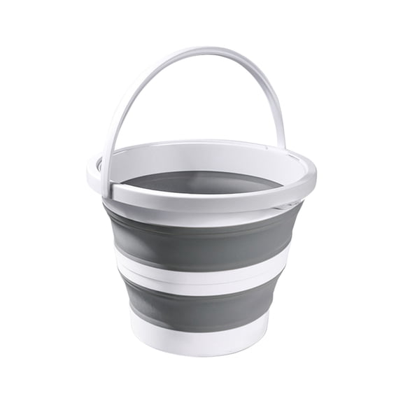 Collapsible Bucket 1.3 Gallon 5L Water Bucket for Cleaning Foldable Portable Plastic Mop Bucket with Handles Indoor Household Outdoor Car Wash Camping Fishing (Gray, S)