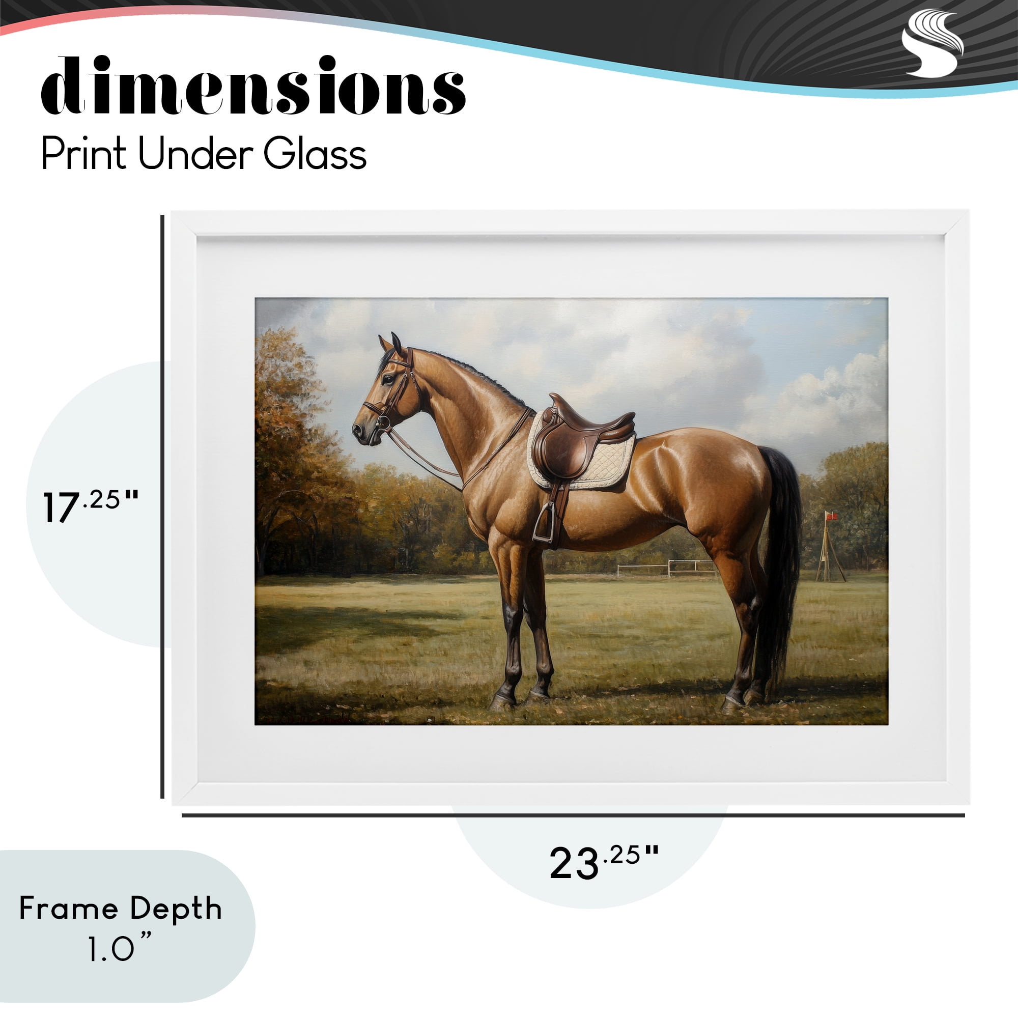 Stupell Industries Show Ready Horse with Saddle White Framed Print Under Glass, design by Petal Prints Design