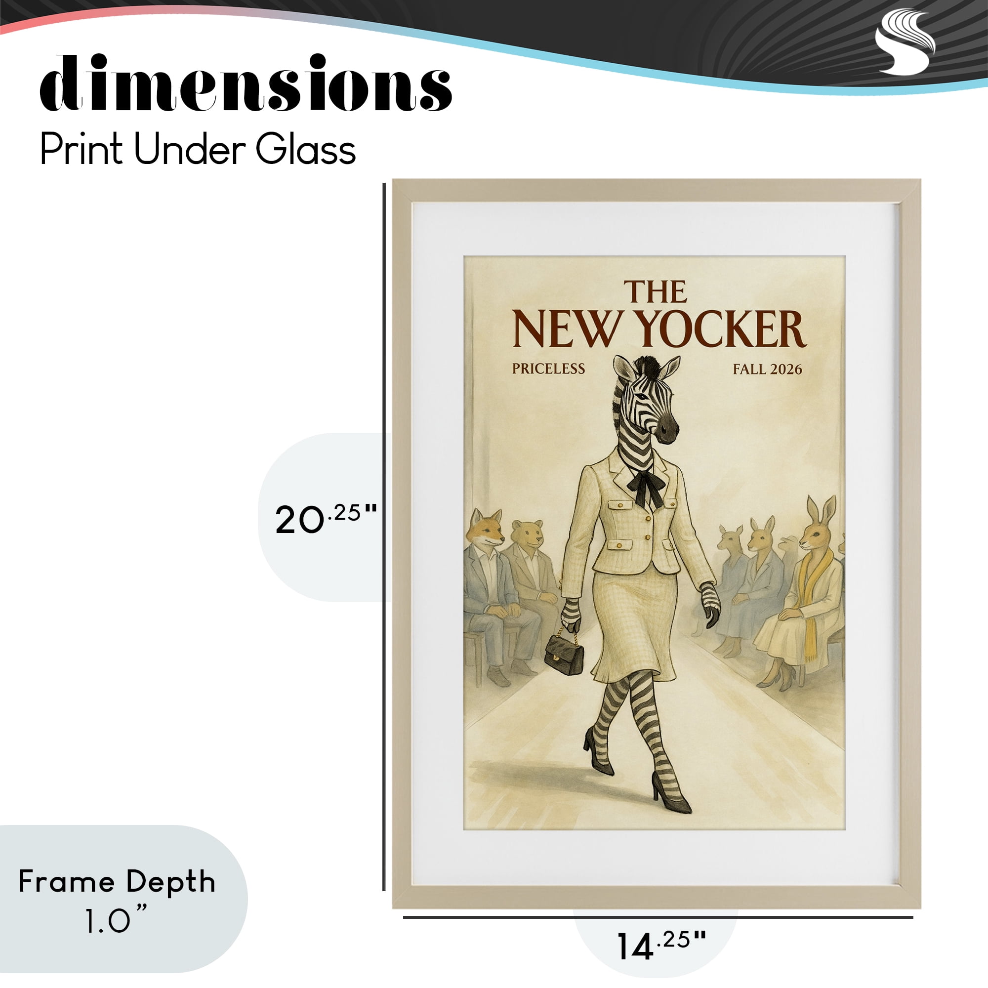 Stupell Industries New Yocker Zebra Model Birch Framed Print Under Glass, design by Grotto Studios
