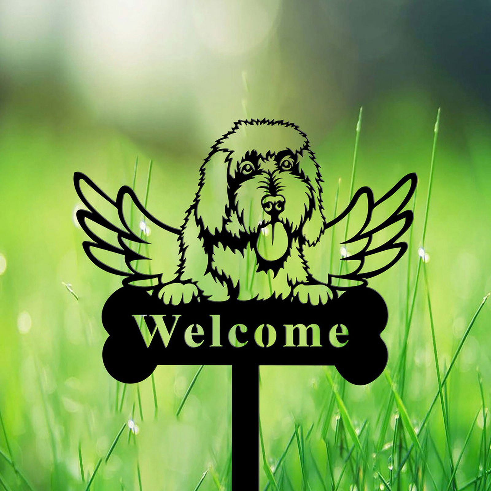 Stainless Steel Dog Statue Art Decor Garden Black Dog Silhouette Décor Animals Shape Yard Decoration Art Decoration for Yard Lawn Garden Pathway Outdoor