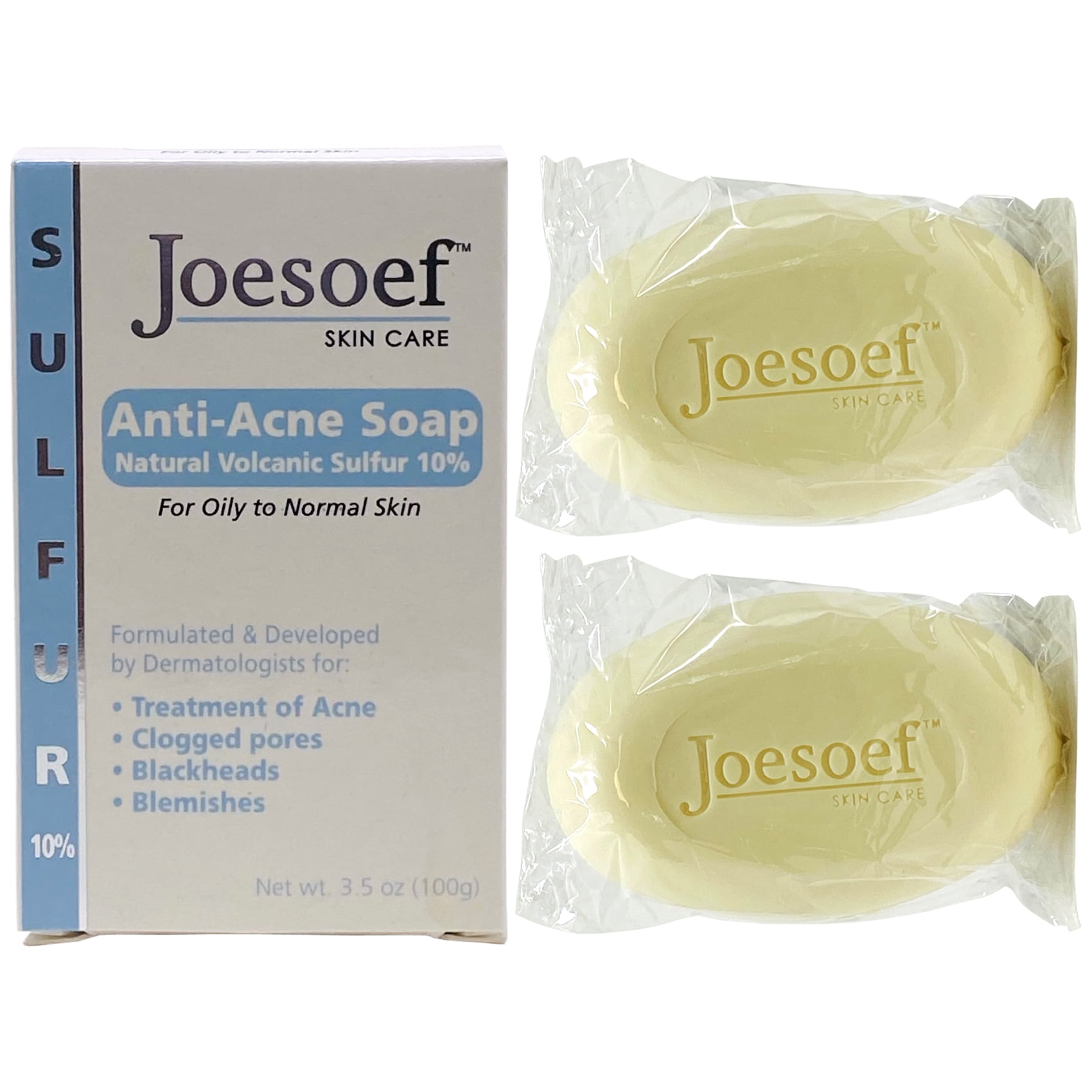 JOESOEF SKIN CARE Sulfur Soap for Acne Pharmaceutical Grade Dermatologists Approved for Acne Rosacea 2 pack-100G