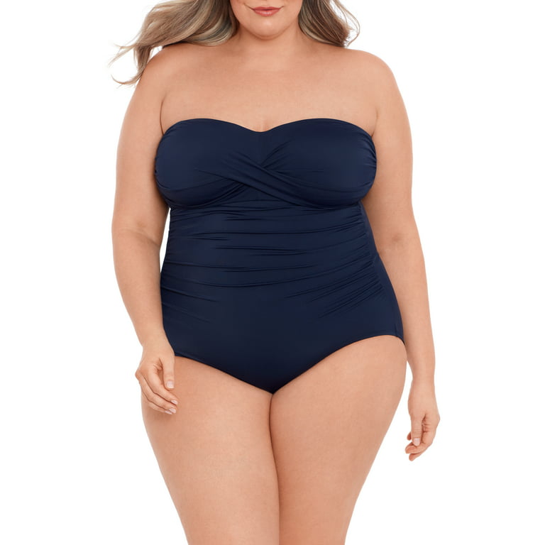 Time and Tru Women's Plus Size Strapless One Piece Swimsuit