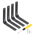 thumbnail image 1 of Uxcell 4Pcs Soportes de Estante Flotante, Soporte de Estante de Pared en Forma de L de 5 x 5 Pulgadas con Tornillos para Estantes de Madera, Gabinetes, Soporte de Encimera, Negro, 1 of 6