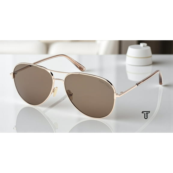 Tom Ford FT0823 28H Clark Metal Rose Gold Brown Polarized 59mm Unisex Sunglasses