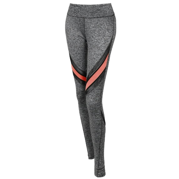 FashionOutfit Women's Sports Yoga Fitness Workout Front Mesh Insert Stretch Long Leggings