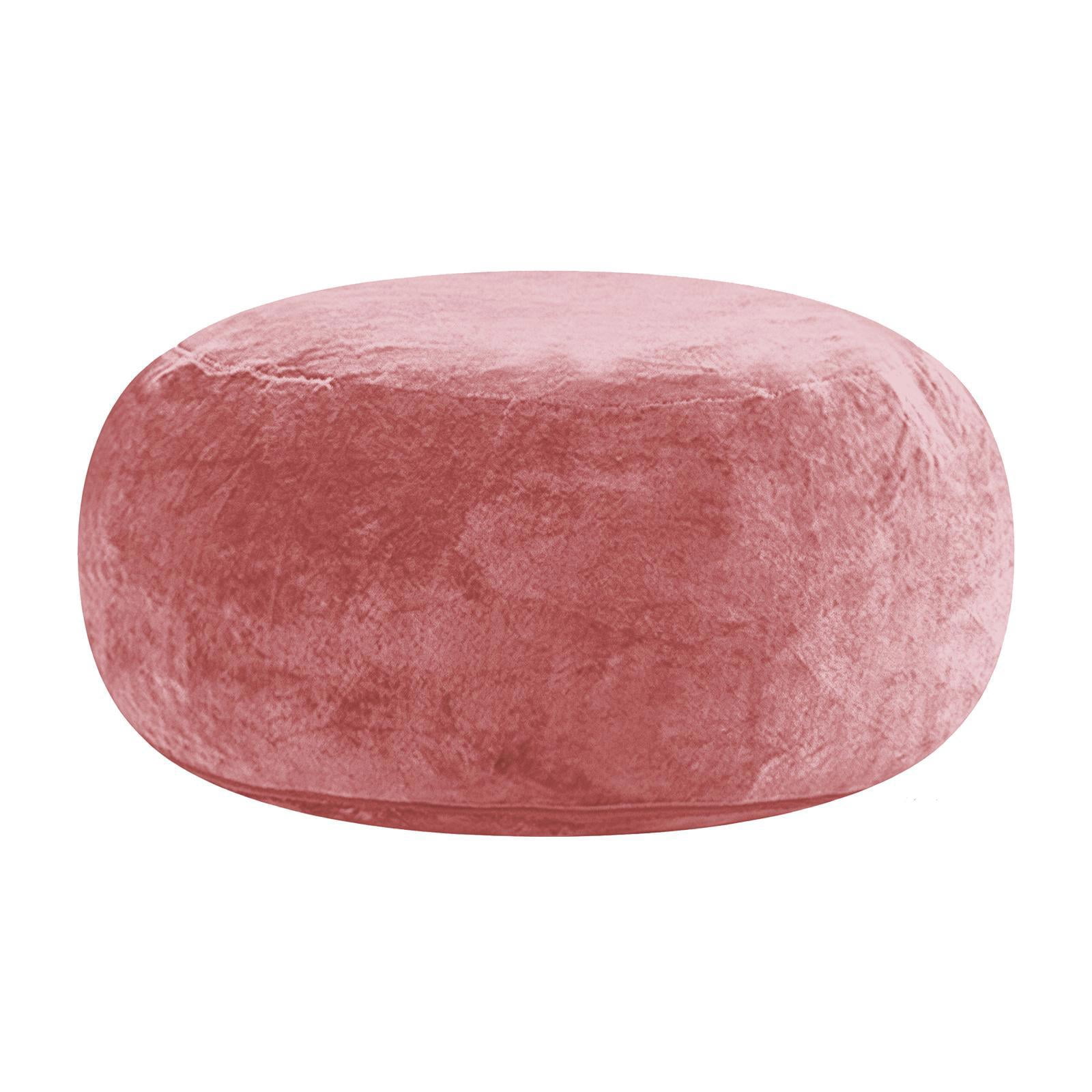 Hommoo 4FT Bean Bag Chair, Memory Foam Filling Soft Sofa with Flannel Cover, Round Sofa for Living Room, Bedroom, College Dorm, Pink