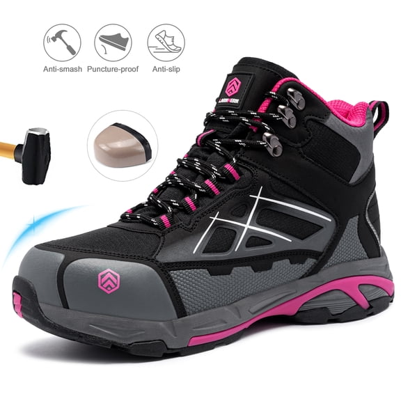 LARNMERN Steel Toe Boots for Women Lightweight Industrial Construction Boots Work Safety Shoes Hiking Boots Indestructible Shoes
