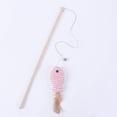 thumbnail image 2 of Wooden Wand Cat Teaser Toy with Elastic Rope and Paper String Fish, Interactive Chew Toy for Indoor Cats Play, Pink, 2 of 3
