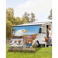 thumbnail image 4 of 4th of July RV Awning Sun Shade Screen 9'X7' Bald Eagle Horse Carriage Mesh Sunscreen American Village Scene Awning Shade Screen with Zipper UV Blocker Completed Kits for RV Motorhome Camper, 4 of 7