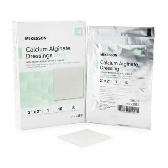 McKesson Calcium Alginate Dressing with Silver, Box of 10 Count