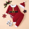 thumbnail image 1 of Conjuntos de trajes navideños para bebés, disfraz de Papá Noel, top, pantalones, ropa de invierno para niñas pequeñas Mi primer atuendo navideño para bebés de 12 a 18 meses, 1 of 7