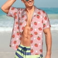 thumbnail image 7 of Pofeuu Strawberry Print Hawaiian Shirt for Men Sleeves Casual Button Down Summer Beach Dress Shirts T-Shirts,Small, 7 of 7