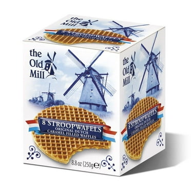 The Old Mill 8 Stroopwafels Original Dutch Caramel Filled Waffels Box 250gr