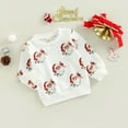thumbnail image 2 of Toddler Baby Girl Boy Christmas Outfit Santa Sweatshirt Long Sleeve Sweater Shirt Pullover Top Fall Winter Xmas Holiday Clothes, 2 of 7