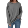 thumbnail image 2 of TKLPEHG Solid Color Crewneck Sweatshirts Women With Pocket Long Sleeve Loose Fit Tunic Sweatshirt Casual Pullover Fall Clothes (Gray,XXXL), 2 of 7