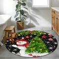 thumbnail image 3 of Round Rug 4Ft Washable Non-Slip, Black Christmas Circle Area Rugs for Living Room Bedroom, Snowman Xmas Tree Ball Snowflake Indoor Floor Mats Carpet Runner for Home Decor Aesthetic, 3 of 8