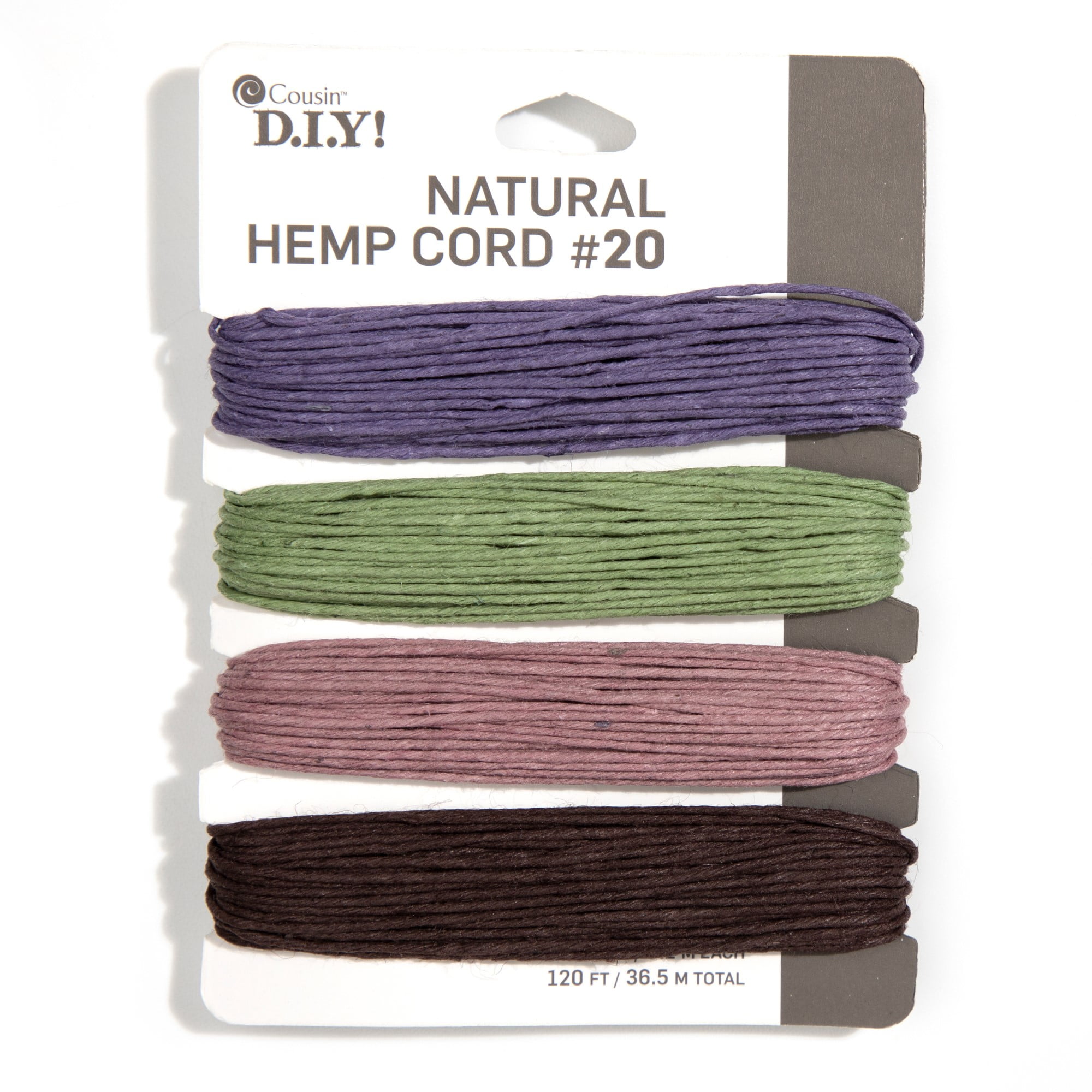 (2 pack) Cousin DIY 20lb Muted Pastel Hemp Twine, Green/Mauve, 4 Piece Roll, 120 ft