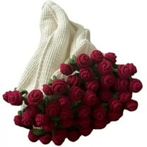 BiFandian Rose Bouquet Blanket & Crochet Kit, Crochet Flowers Rose Bouquet Blankets Handmade Home Decor, Flower Throw for Couch, Sofa and Bed, Unique Gift for Mom (Material Package)