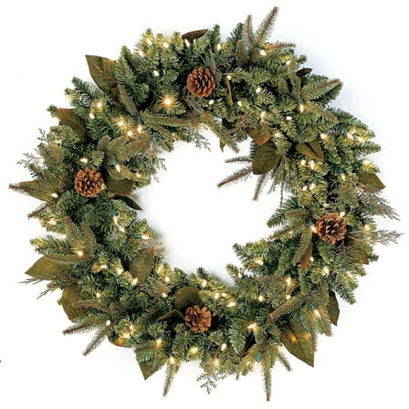 Pre-Lit Green River Spruce Artificial Christmas Wreath - 24" - Clear Lights
