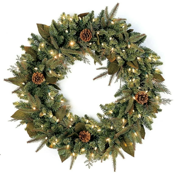 Pre-Lit Green River Spruce Artificial Christmas Wreath - 24" - Clear Lights