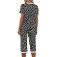 thumbnail image 5 of WMTBSRSW Women's Leopard Print Pajamas Set Short Sleeve Sleepwear 2 Piece V Neck Top and Capri Pants Summer Loose Casual Lounge Sets with Pockets S-XXL, 5 of 7