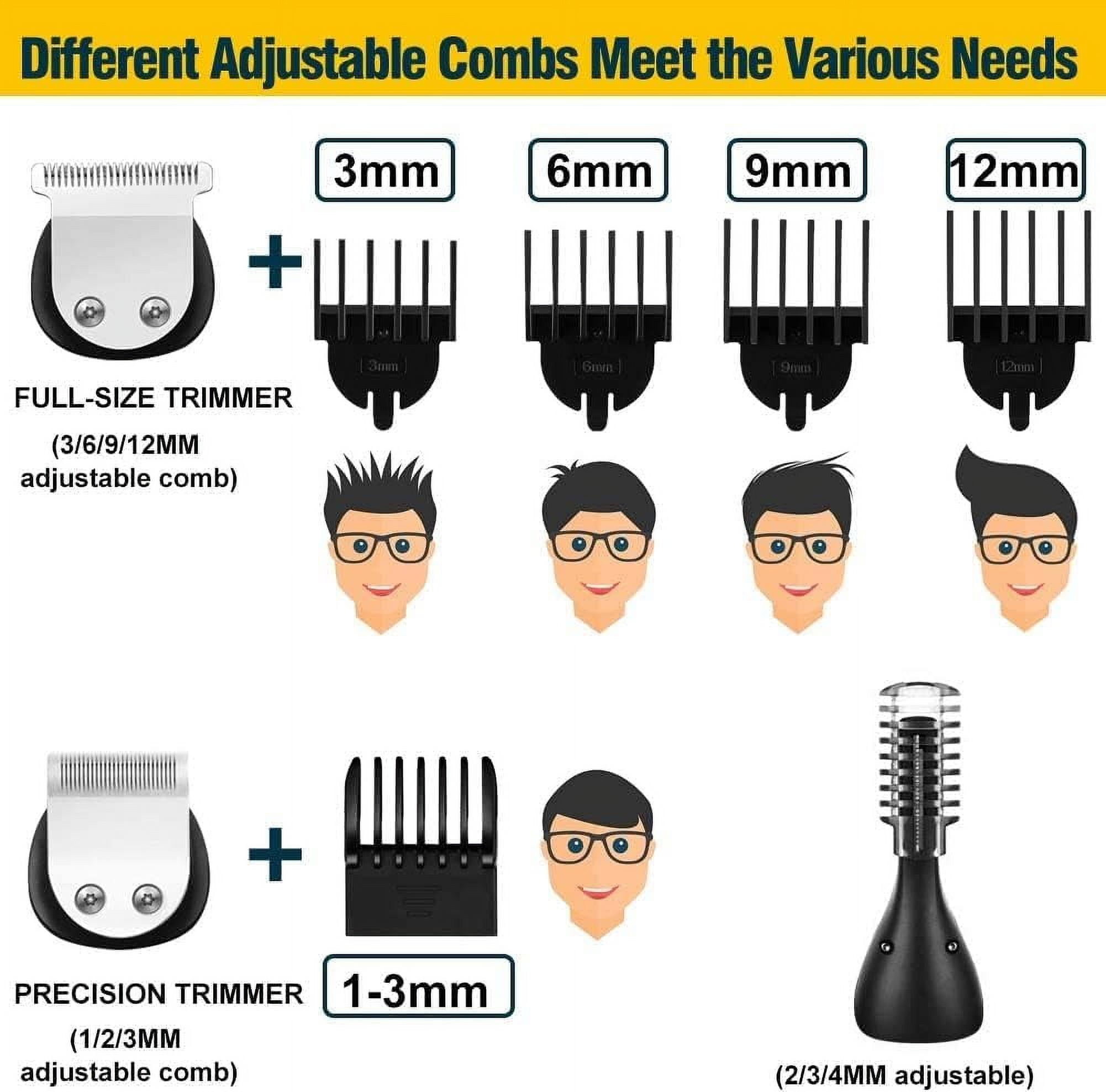delpattern Beard Trimmer for Men,IPX7 Waterproof Electric Razor Shavers,Hair Trimmer for Nose Mustache Face Body, Cordless Clippers Gifts for Men,22 Piece Beard Grooming Kit Black