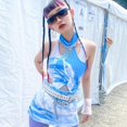 thumbnail image 4 of Women 2-piece Suit Detachable Top Skirt Outfits Blue Sleeveless Backless Short Dress Y2K Sexy Steetwear for Summer Daily Blue L, 4 of 4