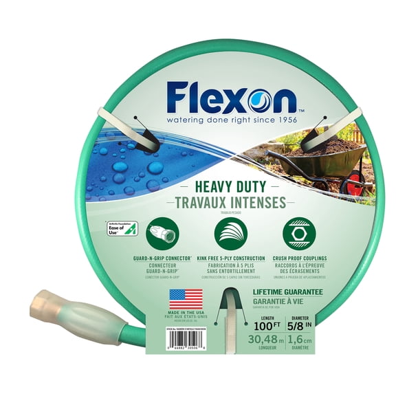 Flexon 5/8-Inch x 100-Foot Heavy Duty 5-Ply Garden Hose – Durable, Kink-Resistant, Weather-Resistant Vinyl Cover, Knitted Nylon Reinforcement, Ideal for Lawn, Garden, and Outdoor Use