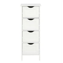 Sptwo Bathroom Floor Cabinet, Wooden Side Storage Organizer, 4 Drawers Free-Standing Cabinet for Bathroom/Hallway/Living Room, White