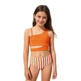 thumbnail image 2 of Swimsuit for Girls Girl's Stylish One Shoulder Ruffle Two Piece Bikini Set Baby Girl Bathing Suit Orange 3-4 Years, 2 of 4