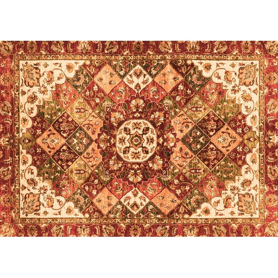 Ahgly Company Indoor Rectangle Abstract Orange Modern Area Rugs, 5' x 7'